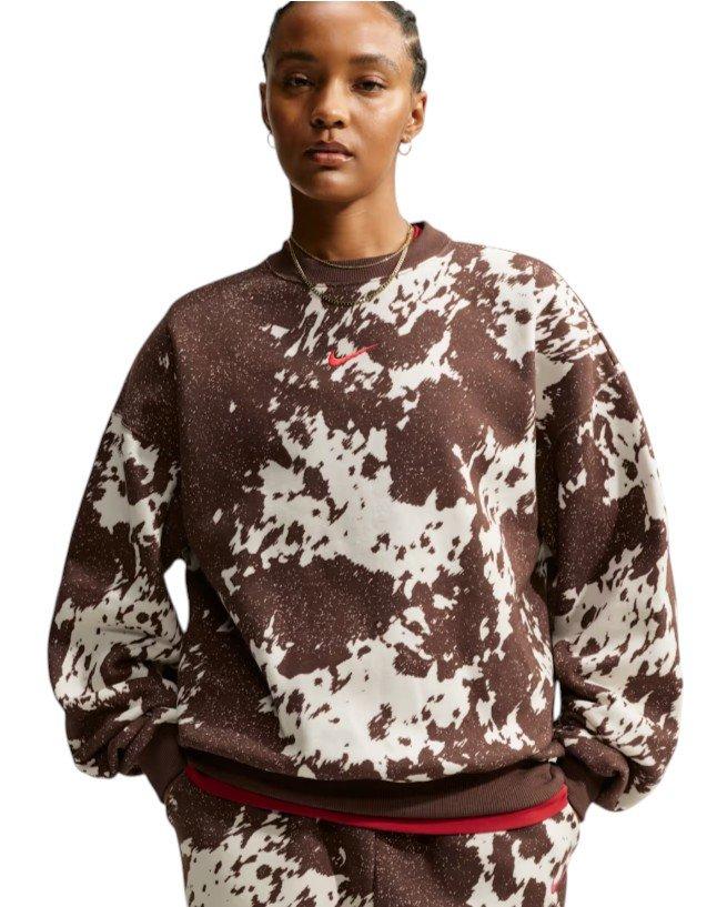 HO26 COW PRINT OS CREW-BROWN - BROWN